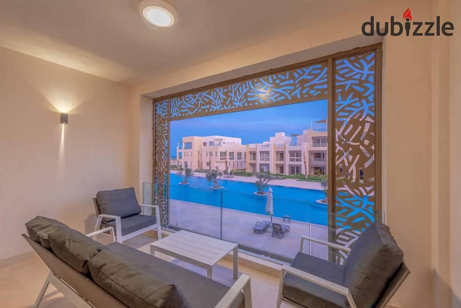 Ready to move Sea view 2Br Beach And Pool Chalet in Mangroovy gouna 0