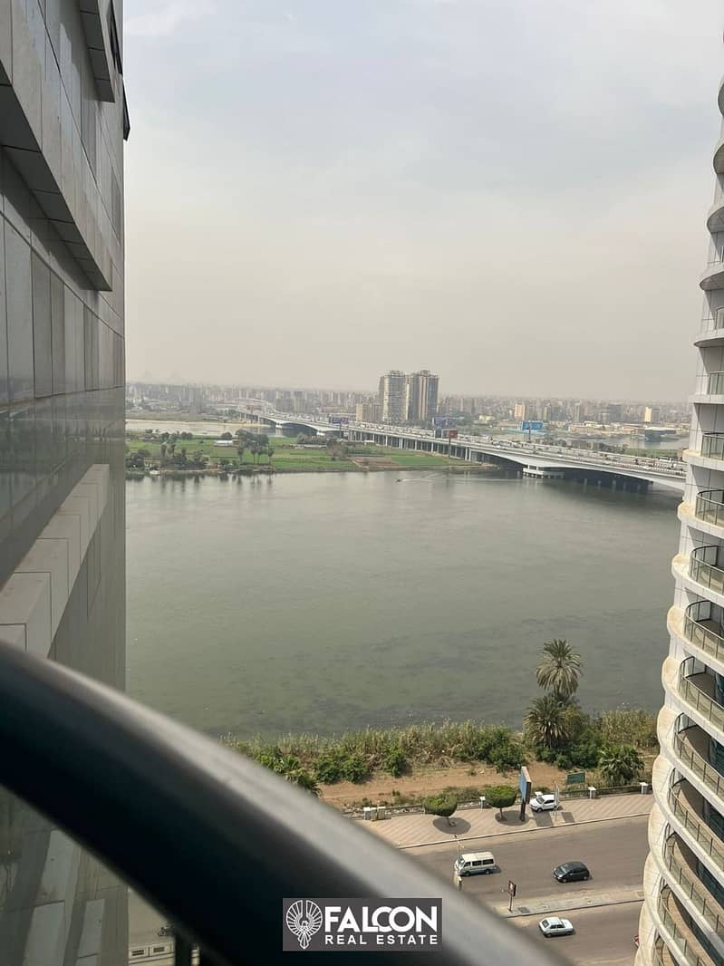 430 sqm hotel apartment for sale, receiving ultra superlux finishing, directly on the Nile, in Nile Pearl Towers, Maadi, from Egyptian Saudi Company 1