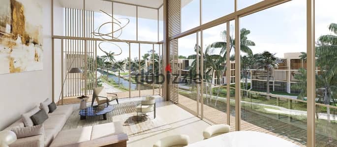 Apartment with landscape view, fully finished, with installments over 8 years, in Sheikh Zayed, in front of ORA