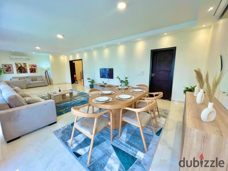 Duplex for rent, first use, fully furnished, ultra super lux finishing, in Eastown Compound 28