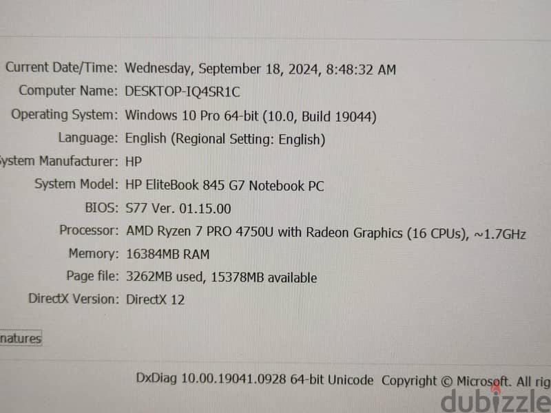 hp elitebook 845 g7 ryzen 7 pro+ram 16gb+ full hd 9