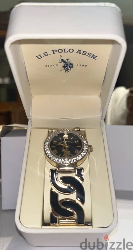 U. S. POLO ASSN. Women's USC40070 Tone Watch with Link Bracelet (Gold) 0