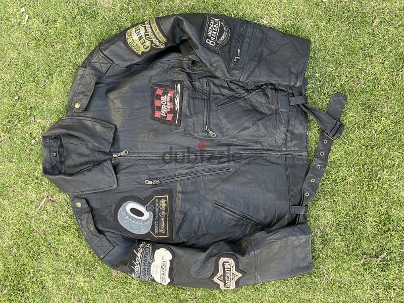 1980s Vintage military flight Front Line Black Leather Jacket 11