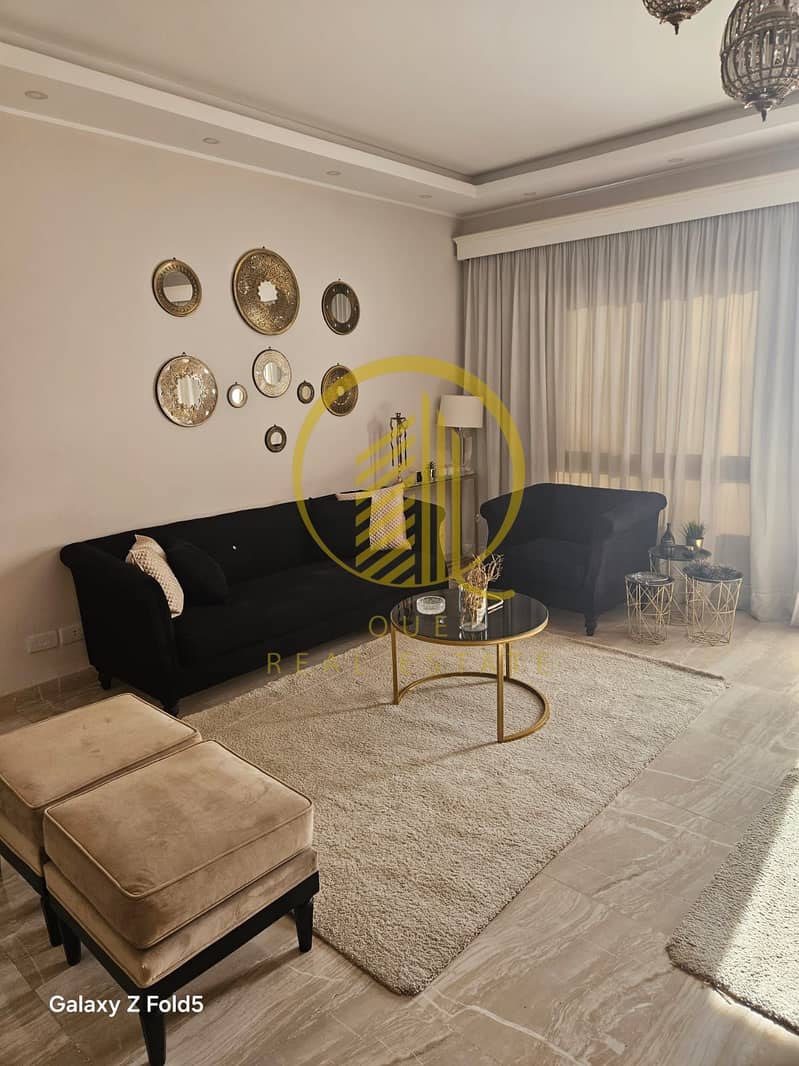 Apartment fully furnished for rent in courtyard beverly hills sodic sheikh zayed city long rental duration only 0