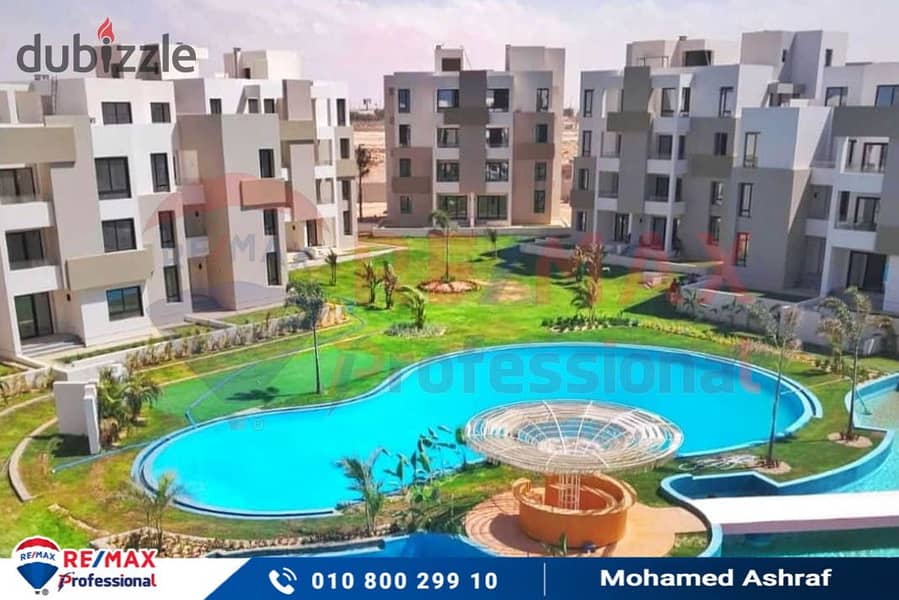 Own a ground floor chalet with a garden in Zahrat Al Alamein Al Jadida with payment facilities 0