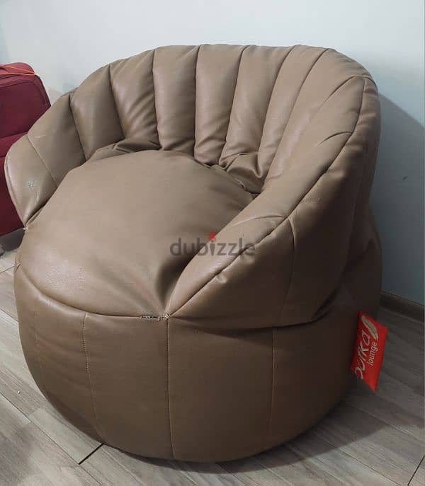 Bean bag chair - (Bufka) كرسي بين باج بحالة جيدة لون بنى فاتح. 2