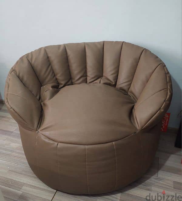 Bean bag chair - (Bufka) كرسي بين باج بحالة جيدة لون بنى فاتح. 3