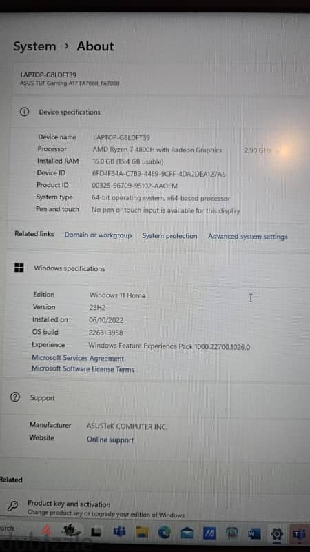 laptop asus Tuf gaming a17 6