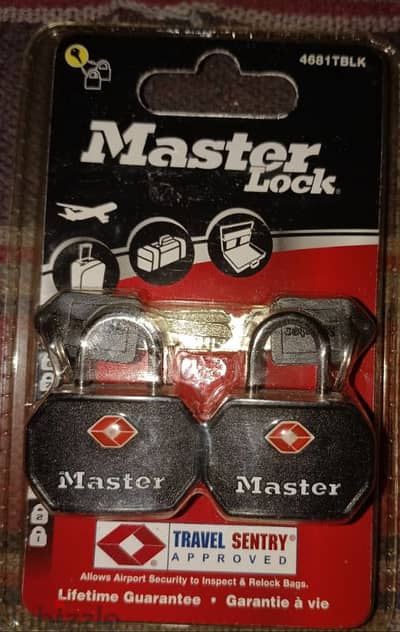 Master Lock 4681TBLK TSA Approved Luggage Lock with Key, 2 Pack