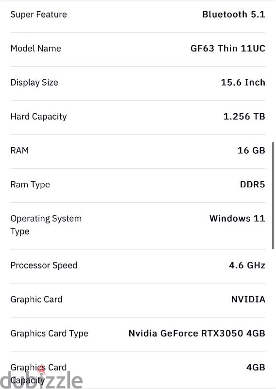 MSI GF63 Thin 11UC 8