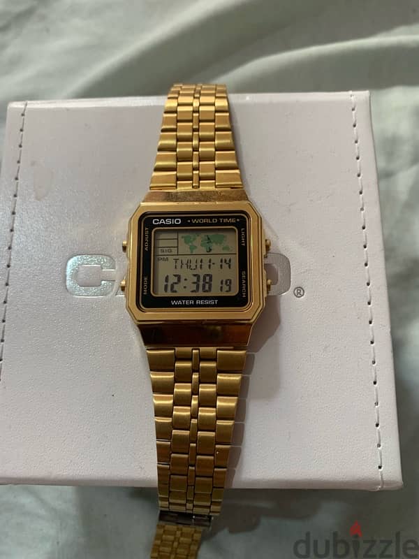 Casio Watch for Men A500WGA-1DF Digital Stainless Steel Band Gold 1