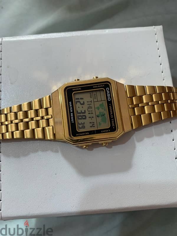 Casio Watch for Men A500WGA-1DF Digital Stainless Steel Band Gold 2