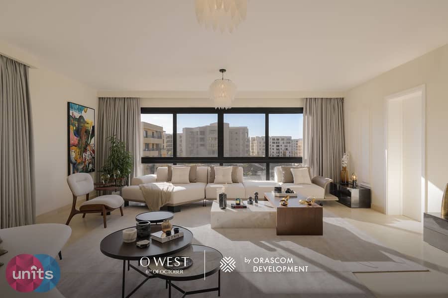 For Sale Semi Finished Apartment in O west by Orascom Development on Wahat Road, located in the heart of 6th of October City 5