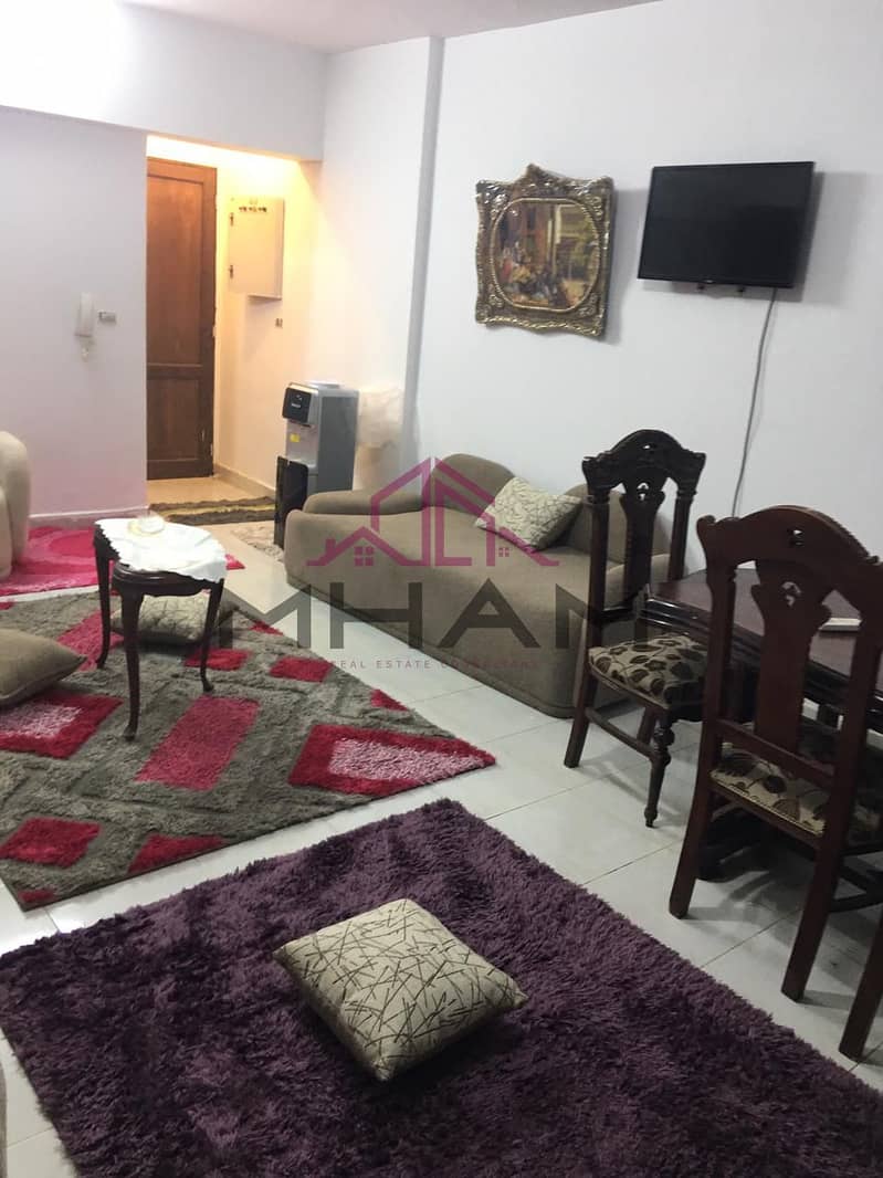 Furnished apartment for rent, ground floor, fully furnished, next to the commercial market, the services complex, and the mosque - Al-Rehab 0