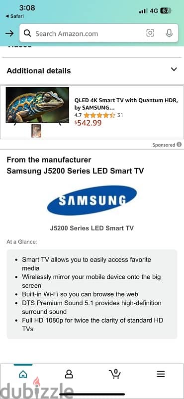 samsung smart tv led 58 inch Sires 5 model 5200‎شاشة سامسون بوصة س 4