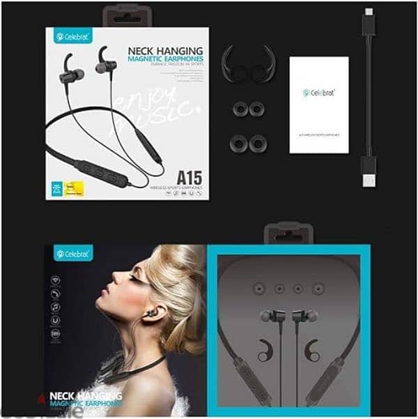 Celebrat magnetic wireless headset Bluetooth neckband 4