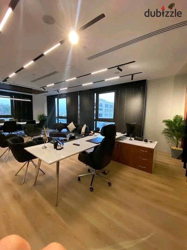 Fully furnished in a high traffic location - office for rent in Mivida Golden Square - prime location - ultra super lux finishing 0