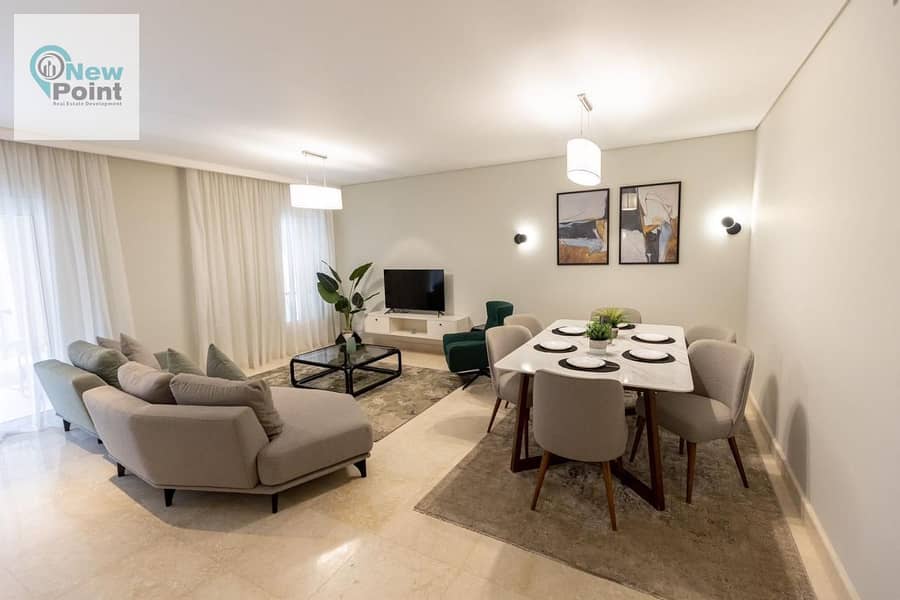 Direct to the ninety, own a fully finished apartment with a garden of 168 square meters in 90 Avenue, Fifth Settlement 1