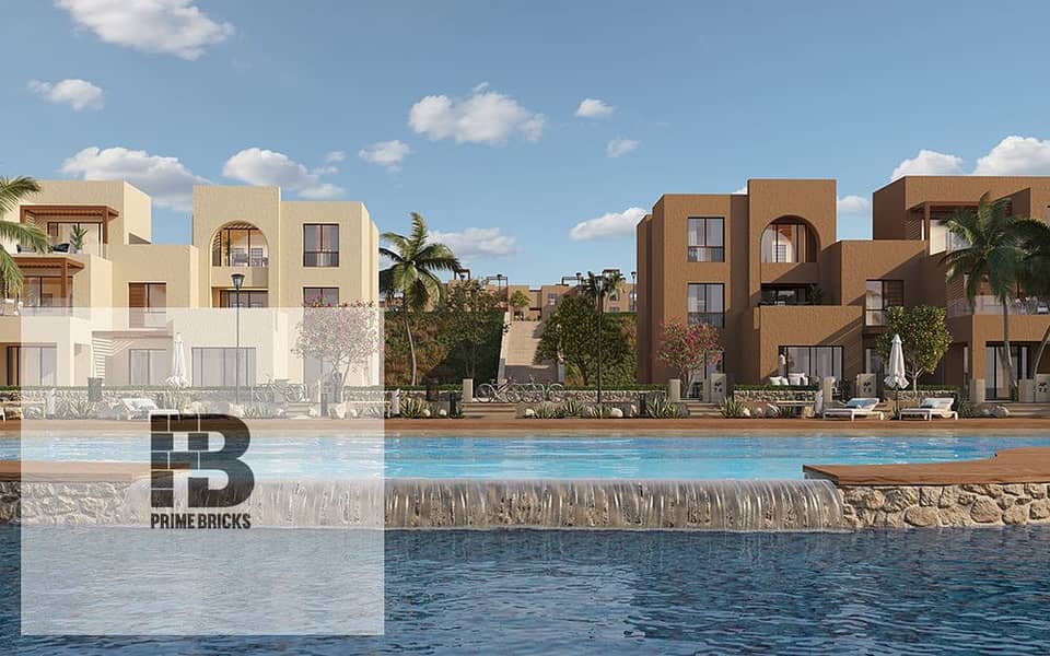 For sale, a fully finished apartment with a garden, directly on the lagoon in New El Gouna, Makadi Heights, with a down payment of only 10% 4