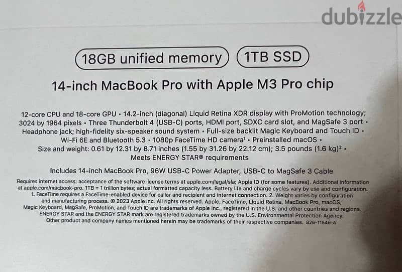 macbook m3 pro 14 inch 18 gb 1Tb new sealed 1