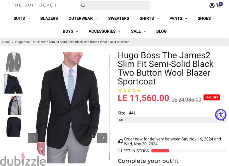 Hugo Boss The James2 Slim Fit Semi-Black Wool Blazer Sportcoat Size 50 0