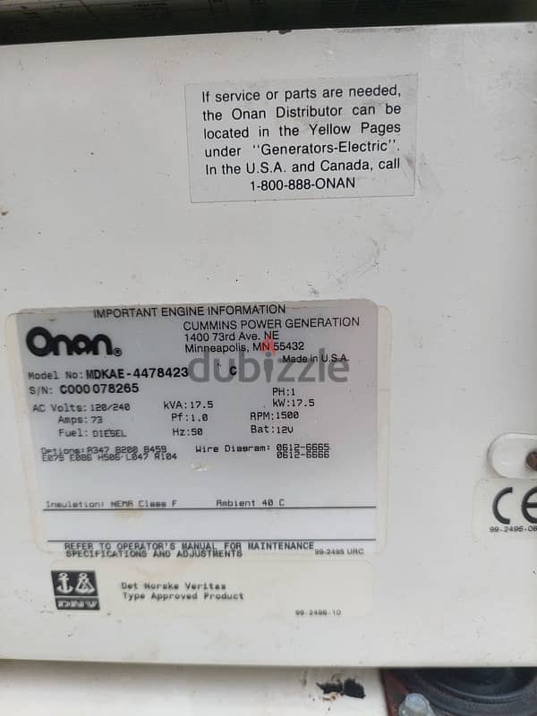 Onan 17 KW marine Genset 4