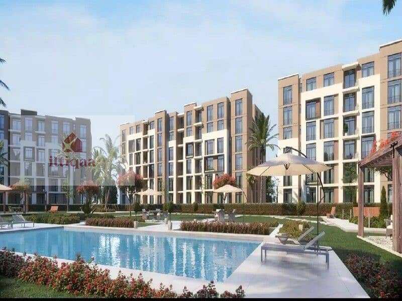 Big an apartment with big garden open view with installments and lowest price 204m 4 BD in new Cairo SARAI compound sheya 0