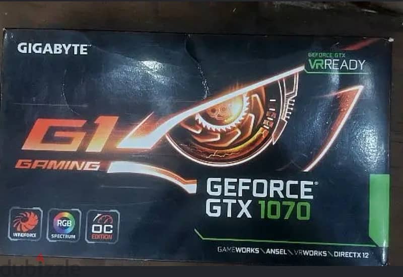 gtx 1070 g1 gaming gigabyte 8gb بالعلبه 0