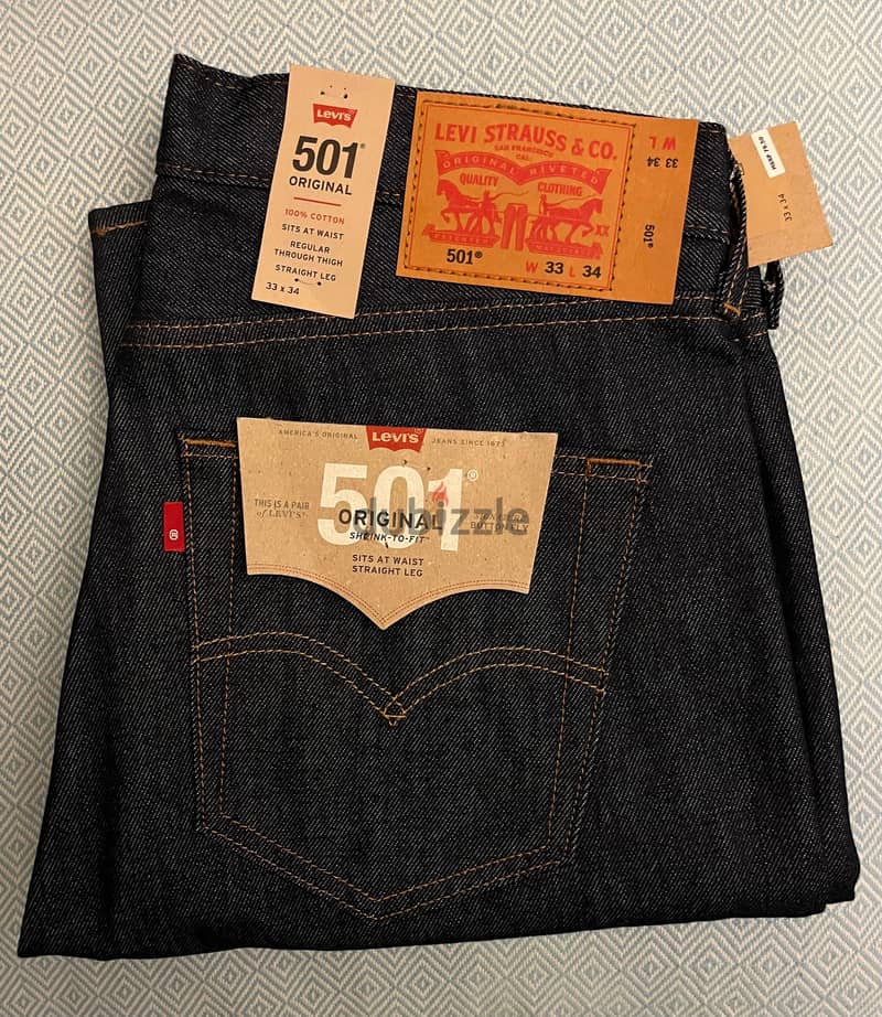 Levi's Men's 501 Jeans 34W 32L - Rigid (Dark Blue) جينز أصلي ليفي كحلى 0