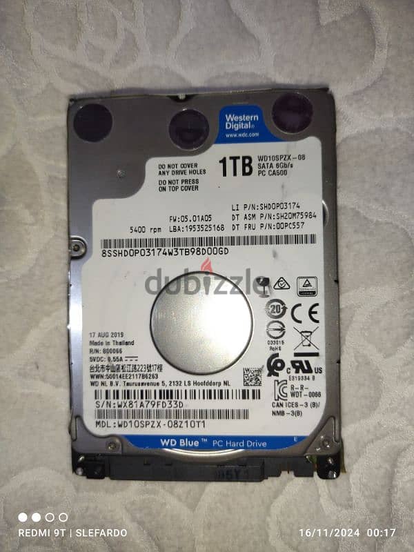 هارد لاب ٢. ٥ انش  ويسترن ديجيتال بلو تيرا 2.5 inch 1T HDD 0