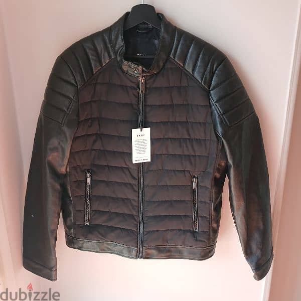 DKNY Men's Leather Jacket Original Size Medium with ticket 1