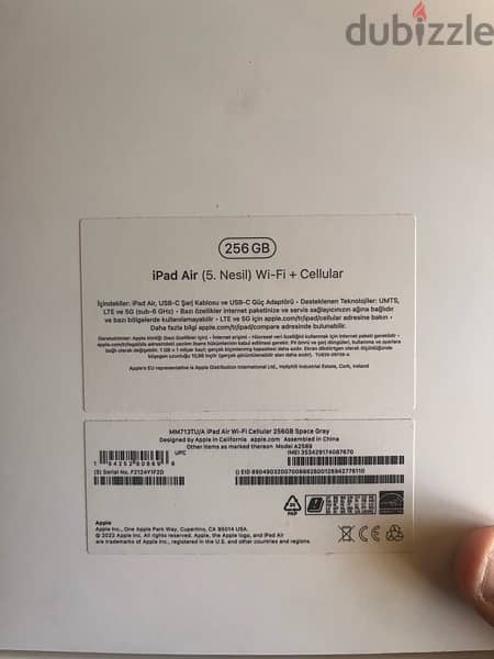 Apple iPad Air 5th Gen. 10.9 in, 256GB, Wi-Fi + cellular A2589 1