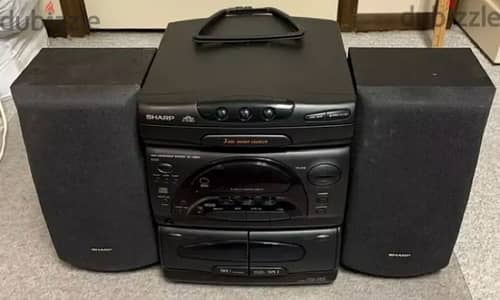 VINTAGE SHARP DISC CD DUAL CASSETTE AM/FM SYSTEM SPEAKERS تسجيل شارب