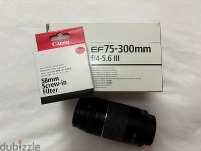 Canon EF 75-300mm f/4-5.6 Ill Lens with accessories لينس كانون