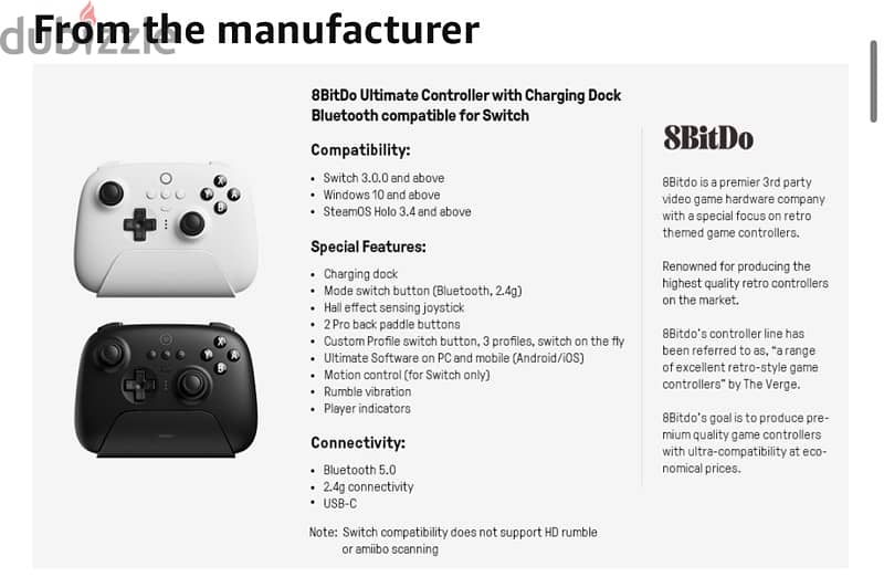 8Bitdo Ultimate Bluetooth Controller with Charging Dock&Hard Case 3