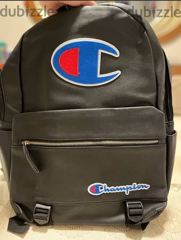 black leather champion backpack 0