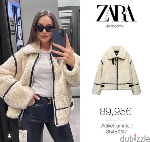 جاكيت حريمى ZARA فرو اللون :اوف وايت شيك جدا 0