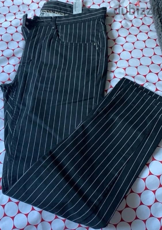 ZARA original Mens Black Striped Pants white 0