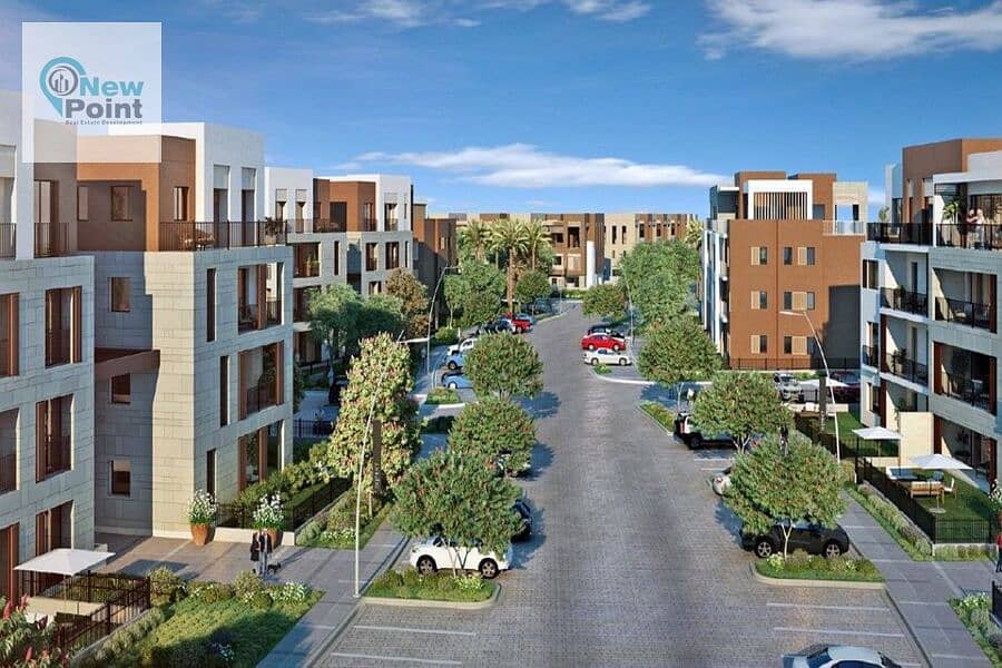 شقة بجاردن متشطبة بالكامل في اجدد مشاريع شركة المراكز كرسنت ووك Crescent Walk New Cairo 1