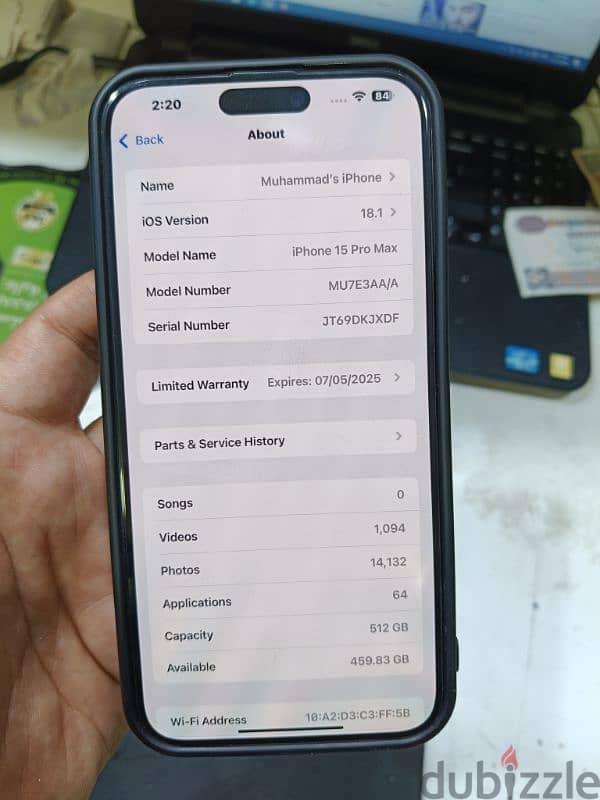 Iphone 15pro max 512 98% 0