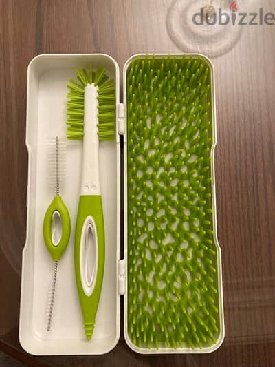 boon silicon bottle drying rack + baby bottle brush set