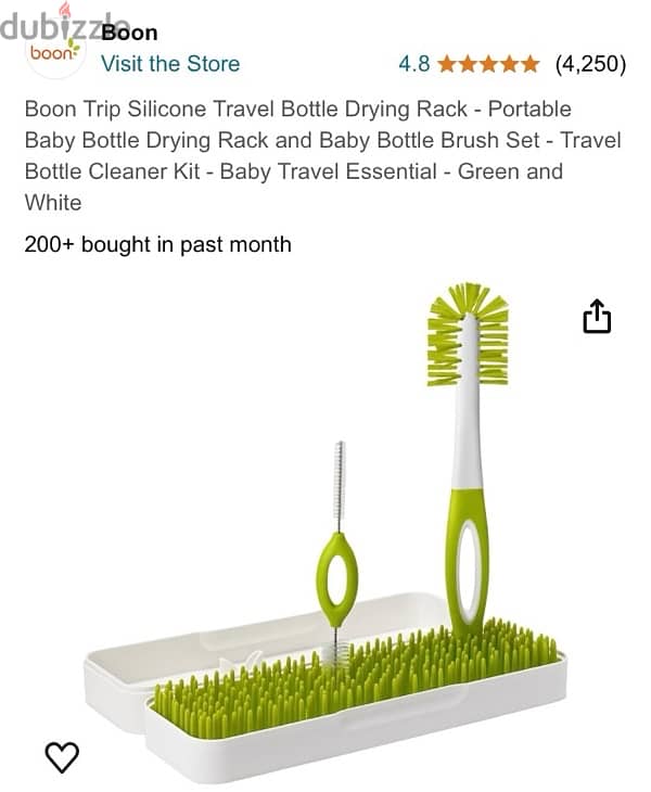 boon silicon bottle drying rack + baby bottle brush set 2