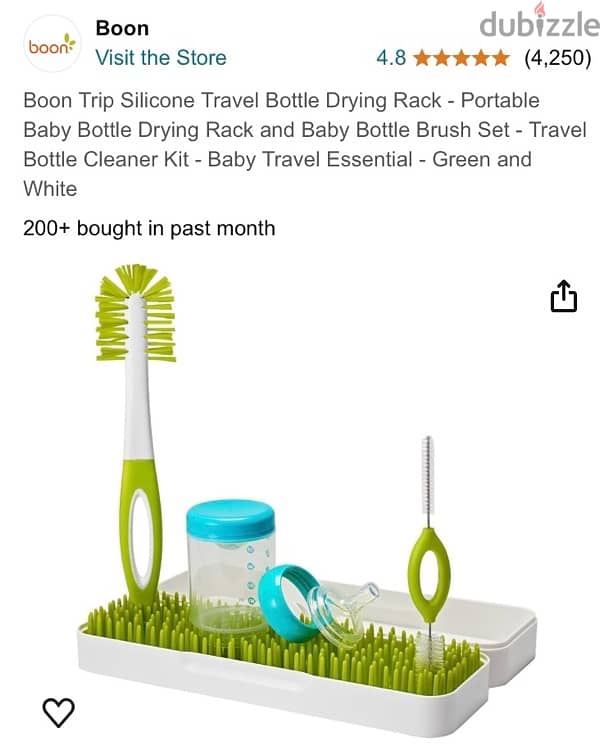 boon silicon bottle drying rack + baby bottle brush set 5