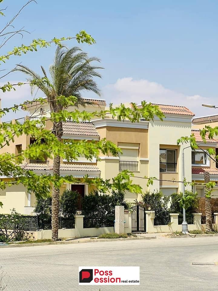 For sale  259m villa in Sarai Compound with a 42% discount in Madinaty, Fifth Settlement, near the American University landscape view and a green area 0