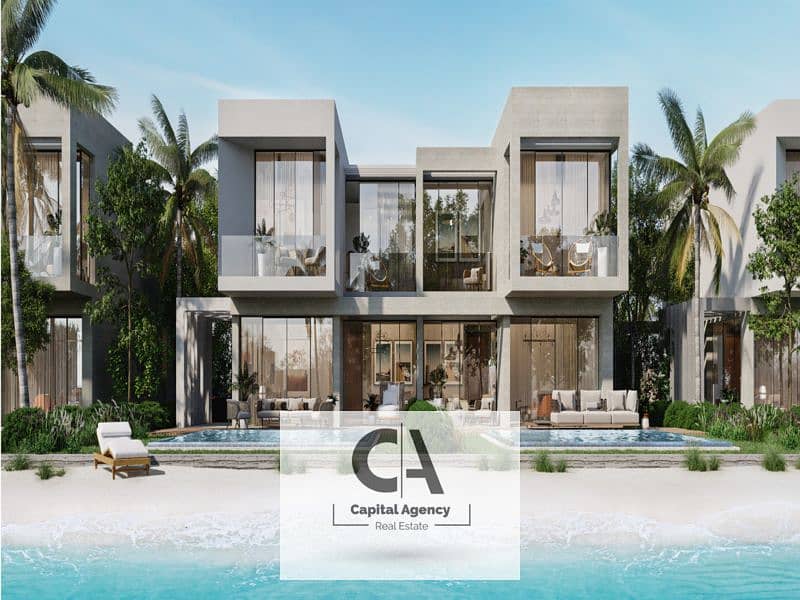 0% down payment, a penthouse directly on the sea, fully finished, with kitchen and air conditioners, in Ras Al-Hikma, cash dis 40% 0