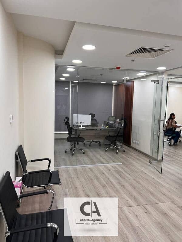 Administrative office for rent, 114 square meters, finished with air conditioners - Fifth Settlement 0