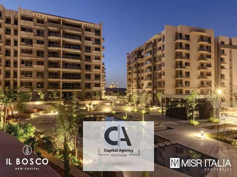 Apartment for sale without 0% down payment ready to move two rooms in the heart of the new capital with Misr Italia - Al Bosco 0