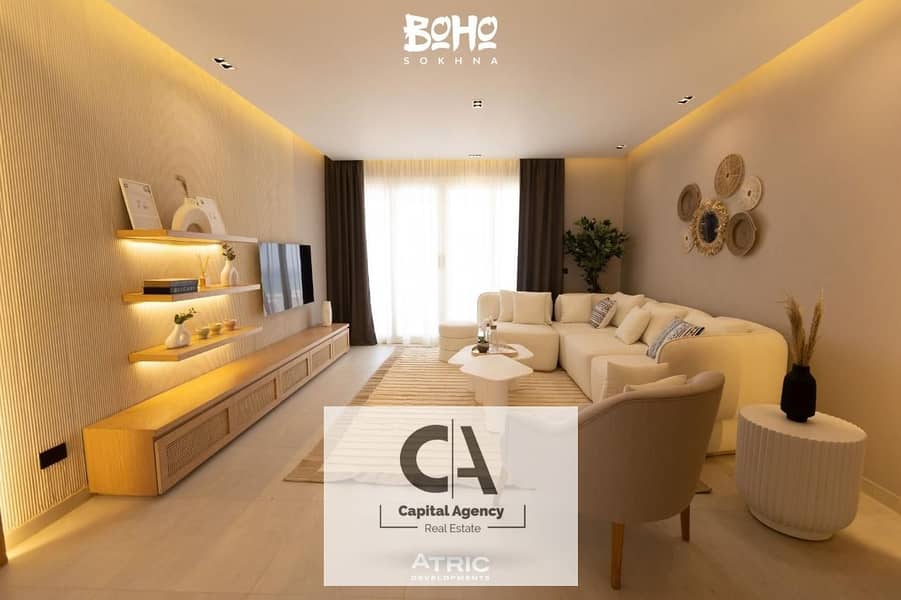 Chalet with garden 23 m, in Ain Sokhna with a 10% down payment_fully finished & a 30% discount on cash in Boho 0