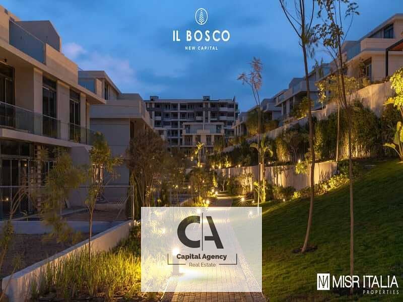 Without 0% down payment own an apartment for sale in the heart of the new capital ready to move with Misr Italia - Al Bosco 0