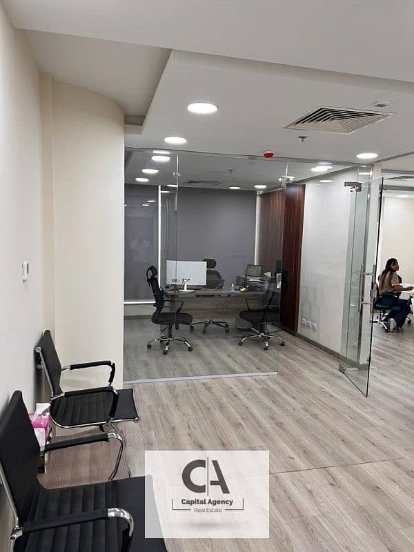 office 114M Fully finished with Ac's for rent in trivium- New Cairo 0